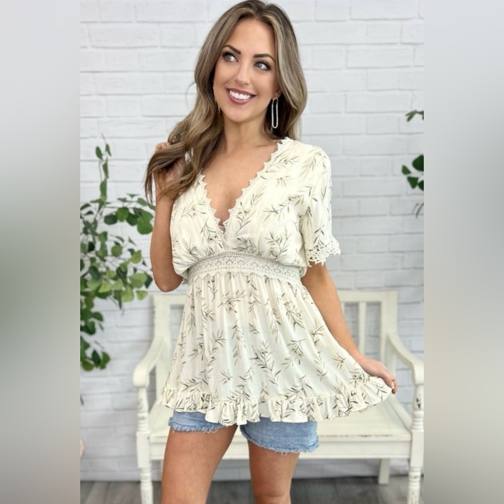 Crochet Lace V neck top